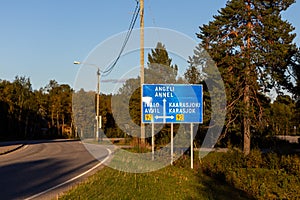 Road sign in finnish Lapland, Karigasniemi.