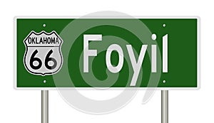 Road sign for Foyil Oklahoma on Route 66 photo