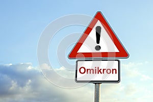 Road sign with the german word Omikron photo