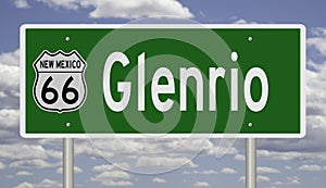 Road sign for Glenrio New Mexico on Route 66