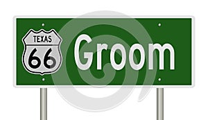 Road sign for Groom Texas on Route 66