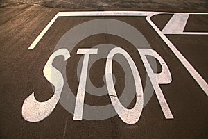 Road sign on the ground