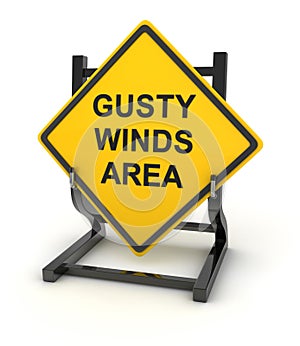 Road sign - gusty winds area