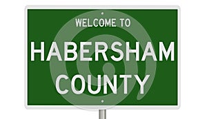 Road sign for Habersham County