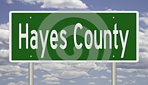 Road sign for Hayes County