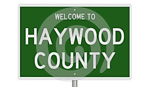 Road sign for Haywood County