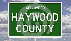 Road sign for Haywood County