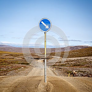 Road Sign in the Highlands for 4x4 cars, Iceland