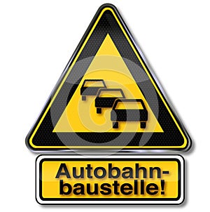 Road sign highway construction site