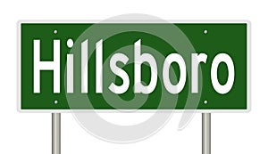 Road sign for Hillsboro Oregon