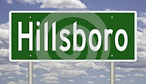 Road sign for Hillsboro Oregon