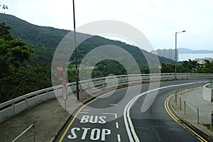 Hong Kong motorway road shot from double-decker bus photo
