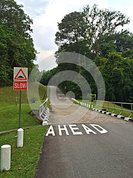 Road sign - hump ahead,