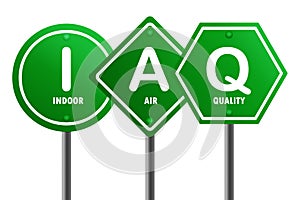 Road sign with IAQ indoor air quality word