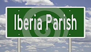 Road sign for Iberia Parish