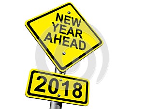 Road Sign Indicating New Year 2018 Ahead