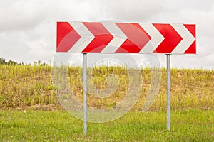 Road sign indicating a sharp right turn