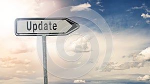 Road sign with the inscription updat