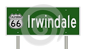 Road sign for Irwindale California on Route 66