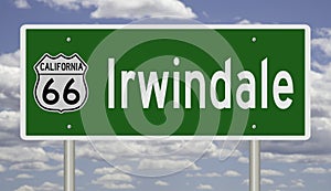 Road sign for Irwindale California on Route 66