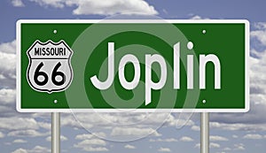 Road sign for Joplin Missouri on Route 66