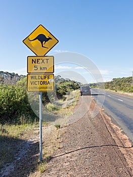 Road sign with a kangaroo, Australia