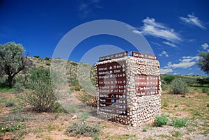 Road sign. Kgalagadi Transfrontier Park. Northern Cape, South Africa