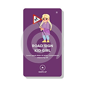 road sign kid girl vector