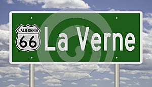 Road sign for La Verne California on Route 66