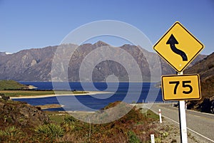 Road Sign - Lake Hawea