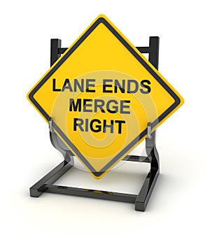 Road sign - lane ends merge right