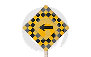 Road Sign with Left Arrow Isolated on a White Background