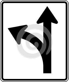 Road Sign Left Turn or Straight