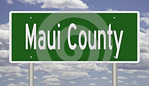 Road sign for Maui County