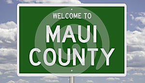 Road sign for Maui County