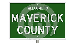 Road sign for Maverick County