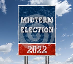 Road sign - Midterm Election in 2022 photo