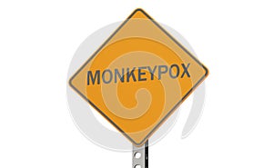 Road sign with monkeypox word