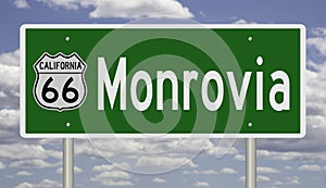 Road sign for Monrovia California on Route 66 photo