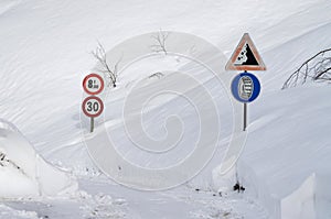 Road sign on a mountain road