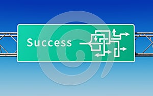 Road sign with multiple paths to success