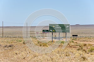 road sign in Naukluft desert, east of Aus, Namibia