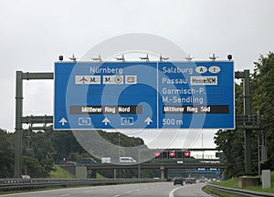 Road sign near the Border between Germany and Austria and ITaly photo