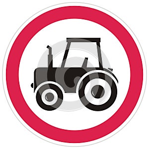 Road sign, no tractors, eps.