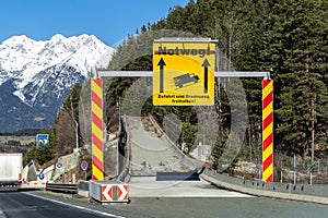 Road sign for Notweg - Runaway truck ramp