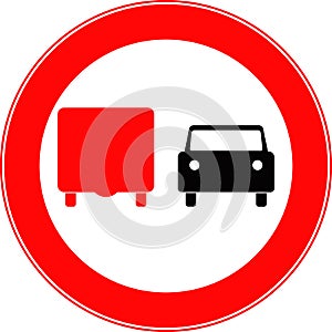 Road sign overtaking trucks is prohibited. Vector image.