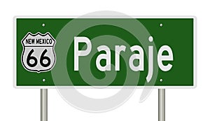 Road sign for Paraje New Mexico on Route 66 photo