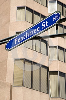 Road sign for Peachtree St.