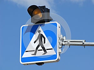 Road sign pedestrian crossing