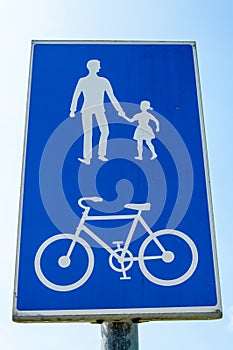 Road sign for pedestrians and cyclists